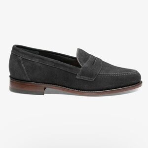 Loake Eton Black Suede Penny Loafer Made in England Size 9